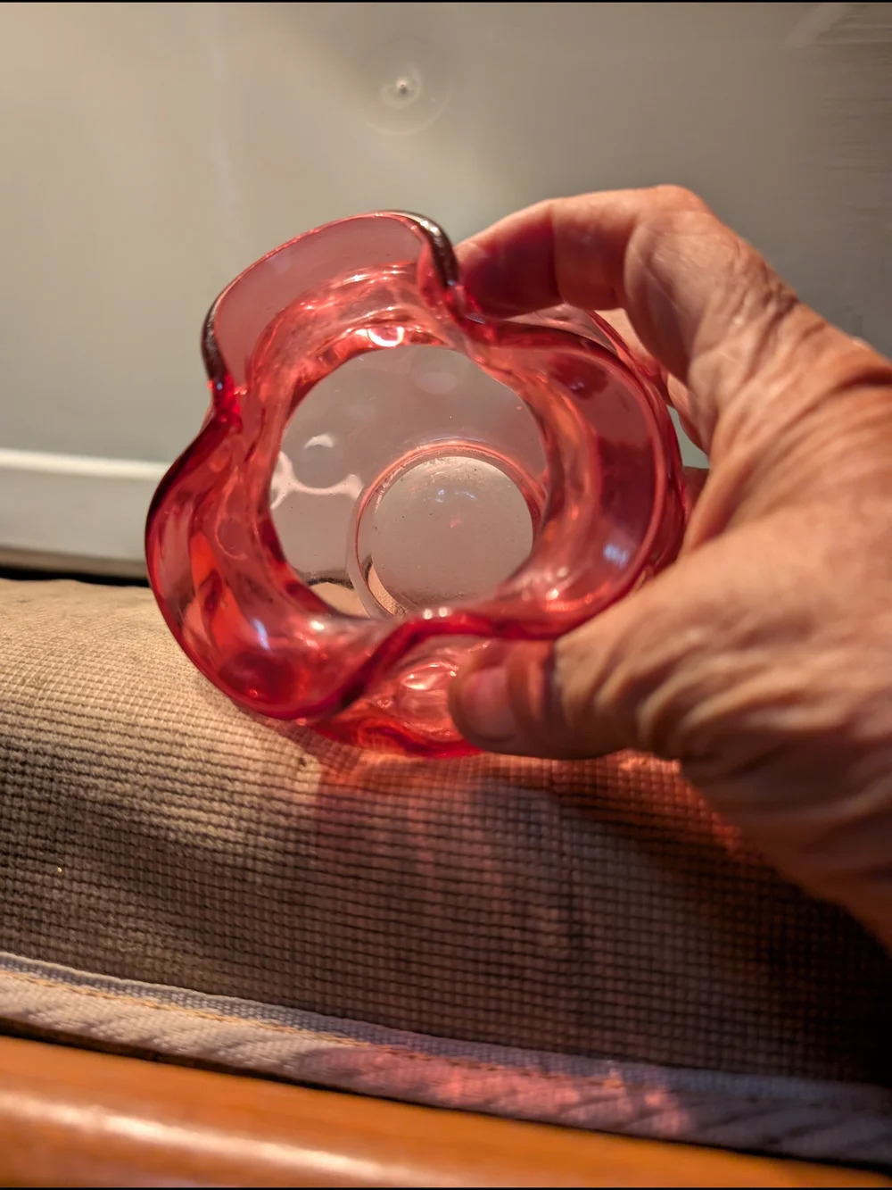 Fenton Pink Hobnail Glass Pitcher Vase